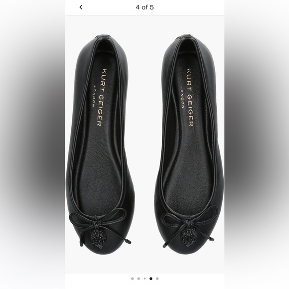 Kurt Geiger Black Leather Flats - Picture 1 of 3